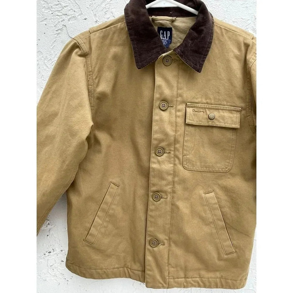 Gap Kids Long Sleeve Button Down Collared Outerwear Jacket Beige Sz M Aged 7 - Picture 3 of 7